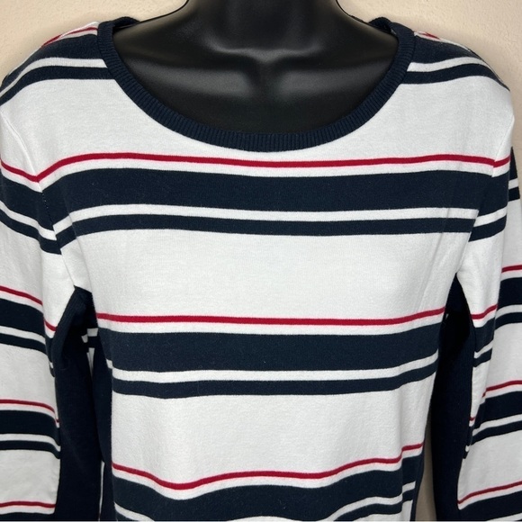 Small Tommy Hilfiger Red White Blue Striped Stretch Top Preppy Classic Casual - Picture 3 of 9